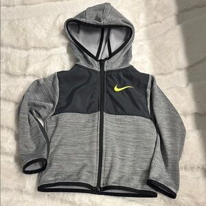 Nike DRI-FIT Kids Gray and Black Jacket with Yellow Logo